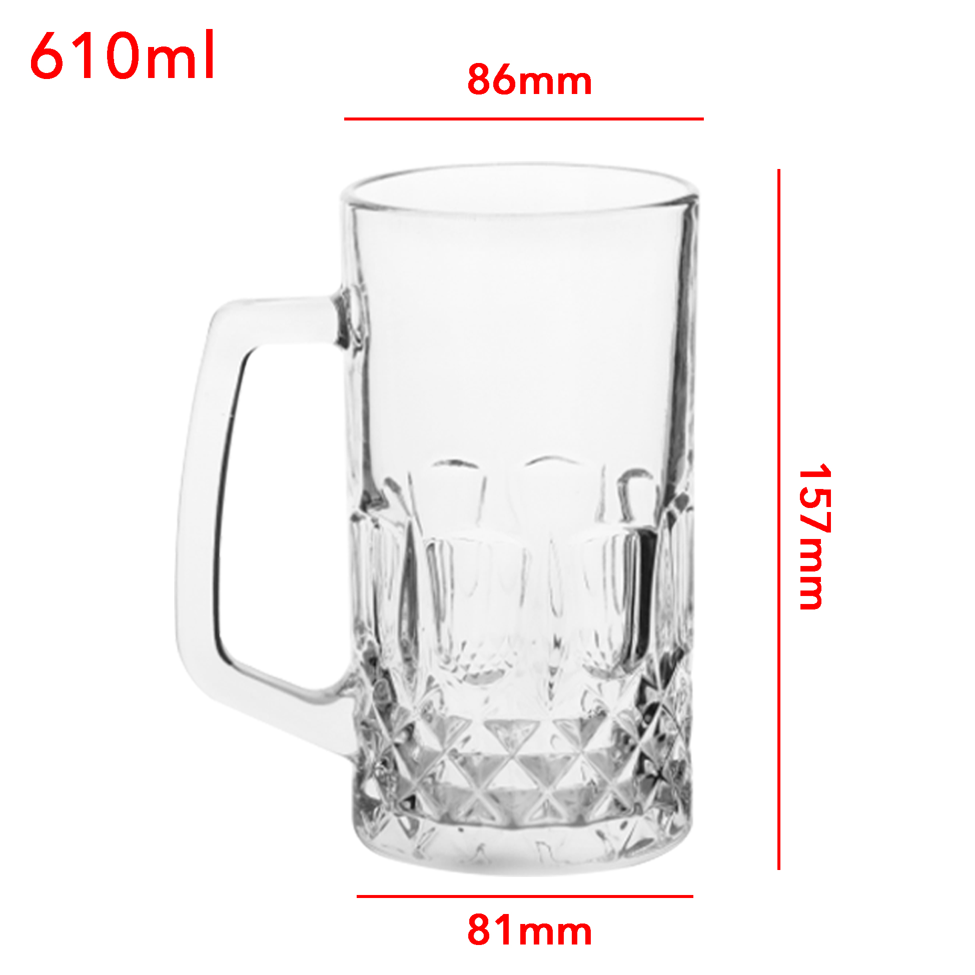 6-Piece Diamond-Etched Beer Mug Set