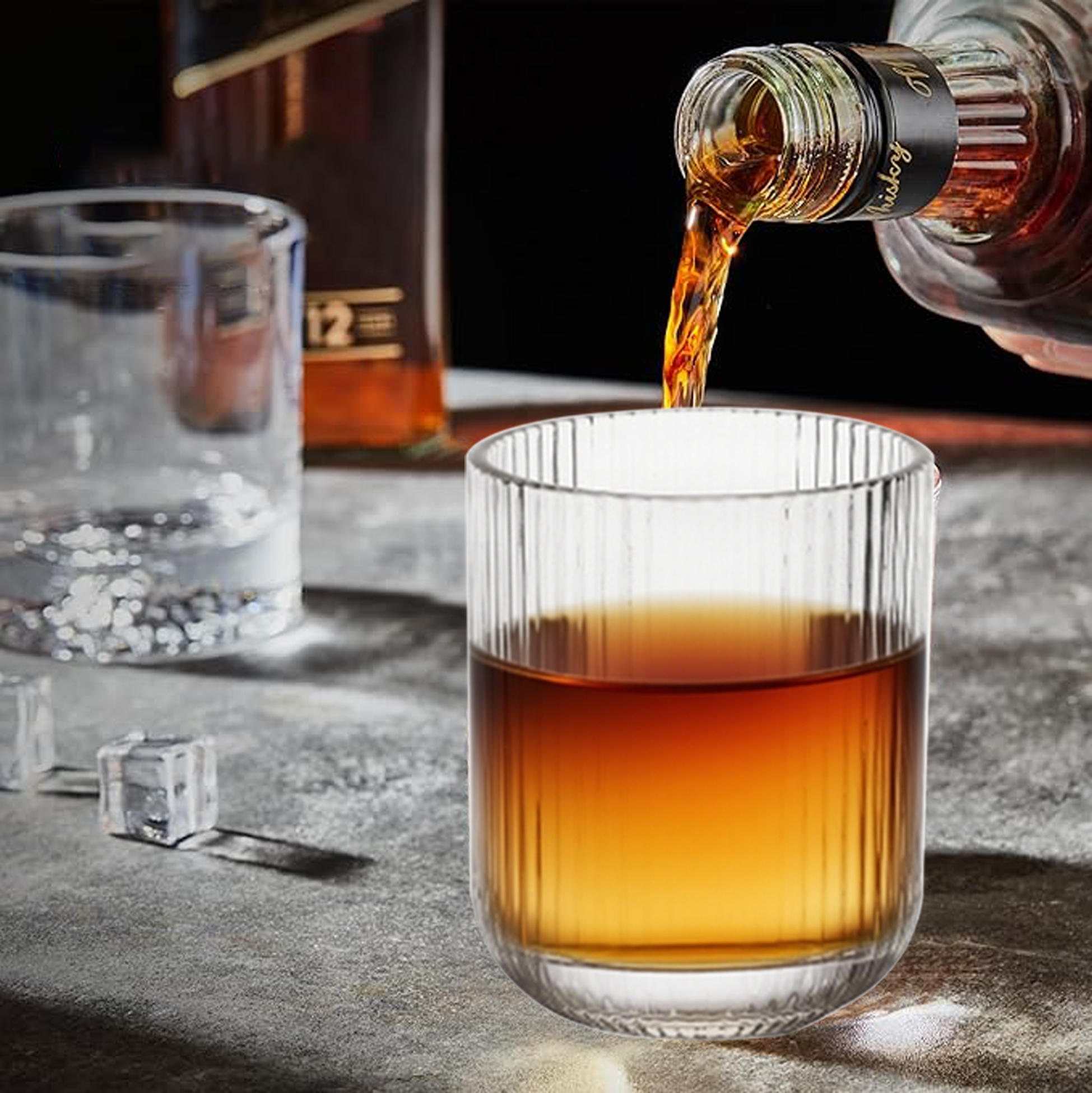 6-Piece Ribbed Whiskey Tumbler Set