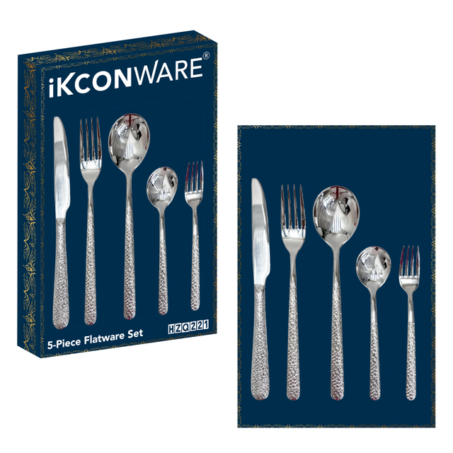 5-Piece Textured-Handle Stainless Steel Cutlery Set