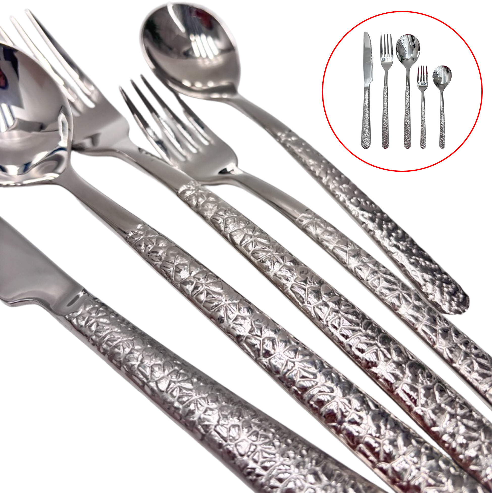 30-Piece Hammered Silver Cutlery Set