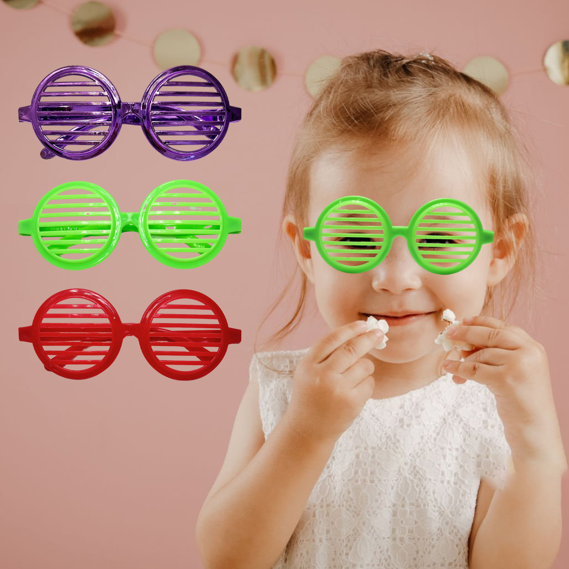 Colorful Slotted Round Party Glasses Set