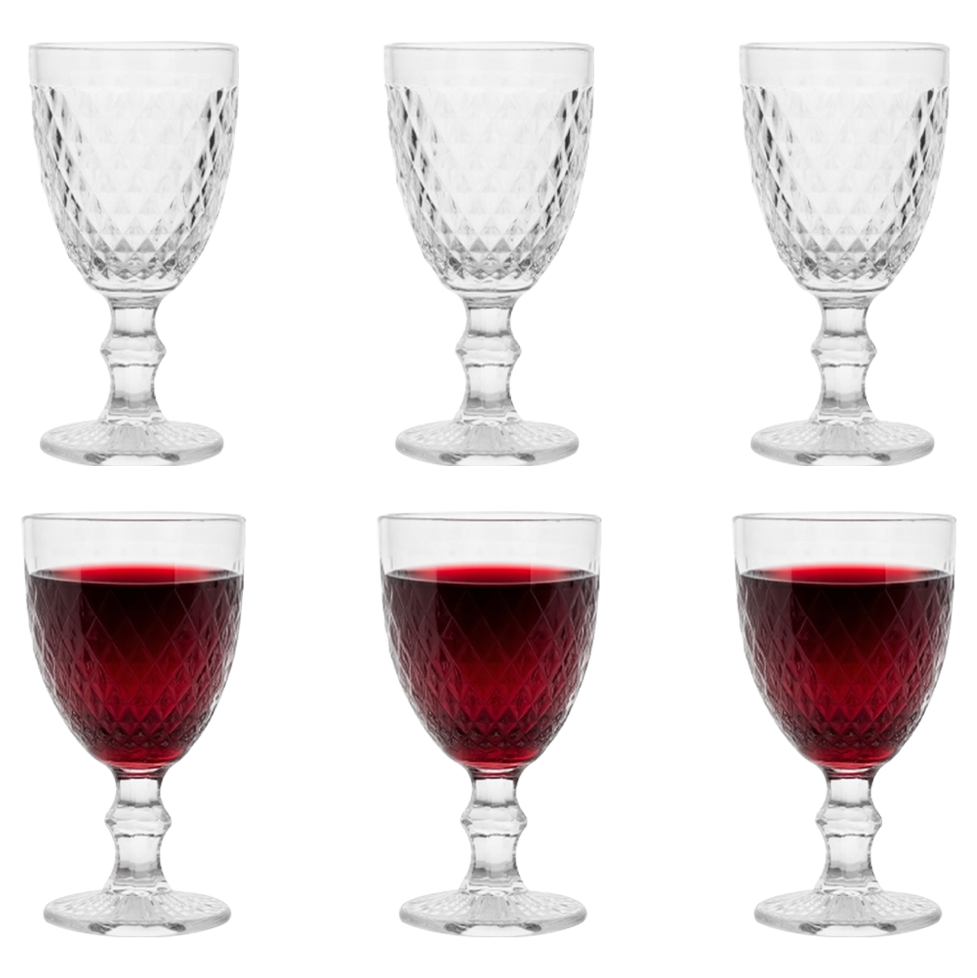 6-Piece Diamond-Cut Wine Glass Set