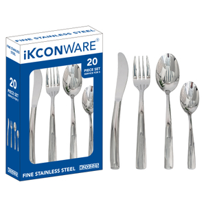 20-Piece Ribbed-Handle Stainless Steel Cutlery Set
