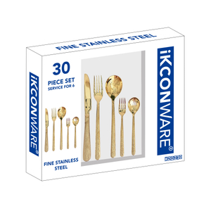30-Piece Hammered Gold Cutlery Set