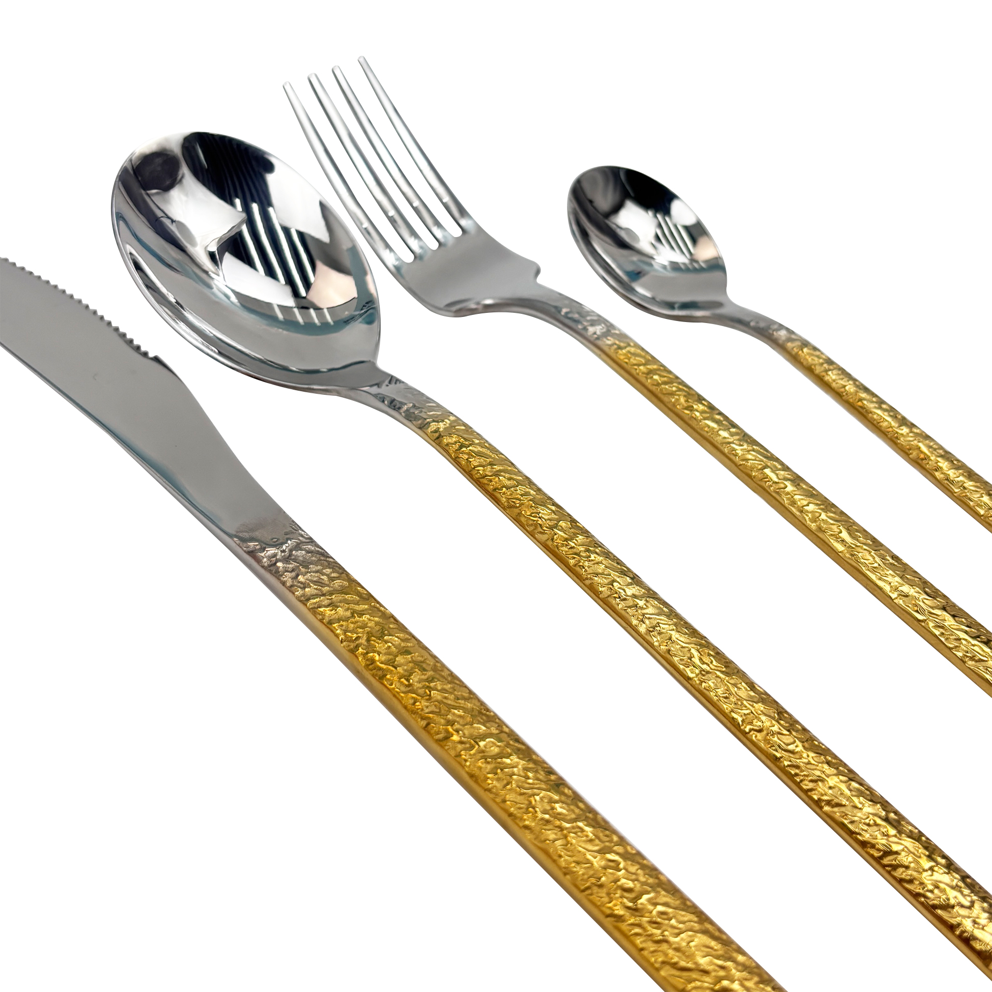 24-Piece Gold-Textured Handle Cutlery Set