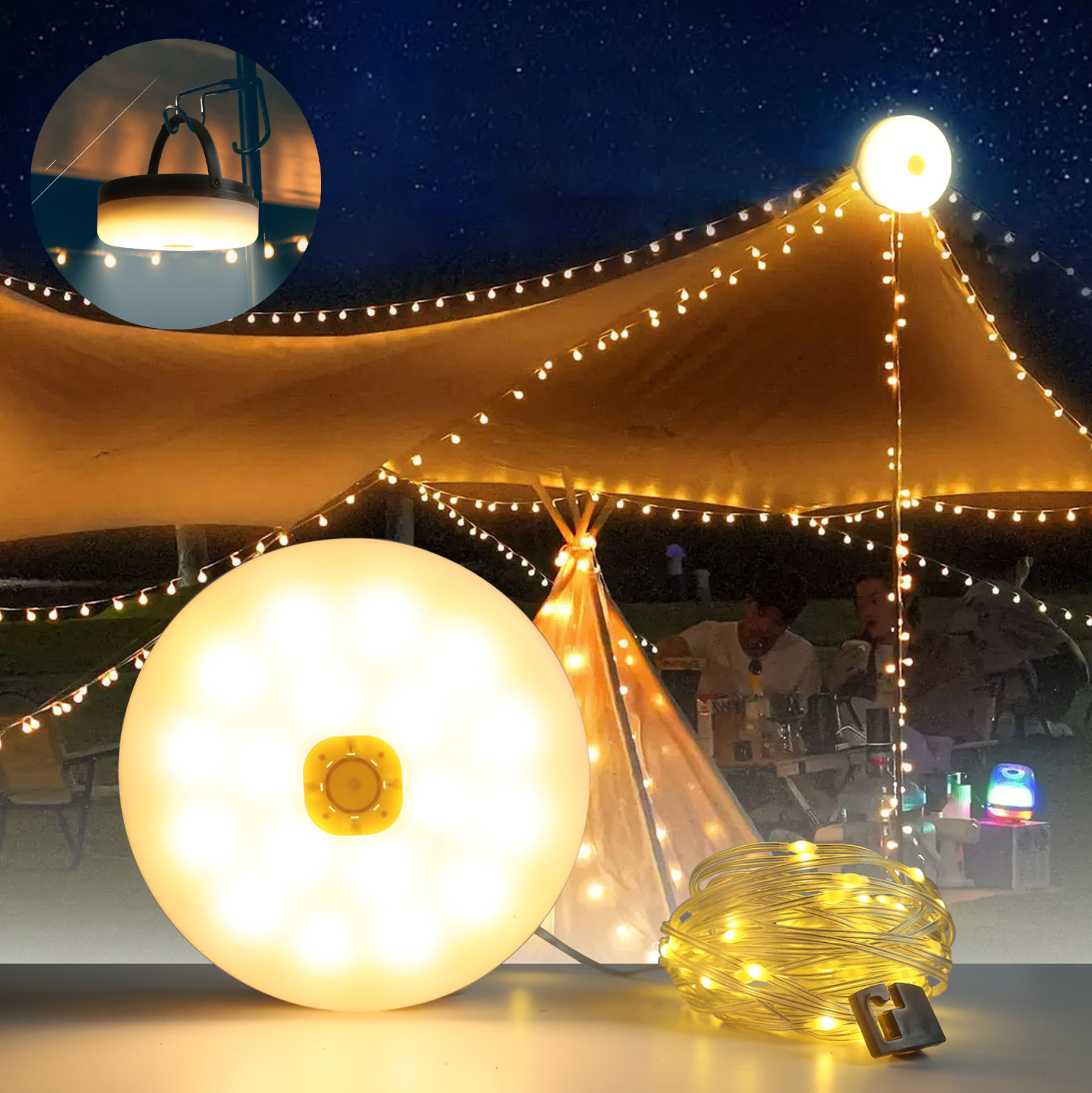 Solar-Powered Round Garden LED Light Set