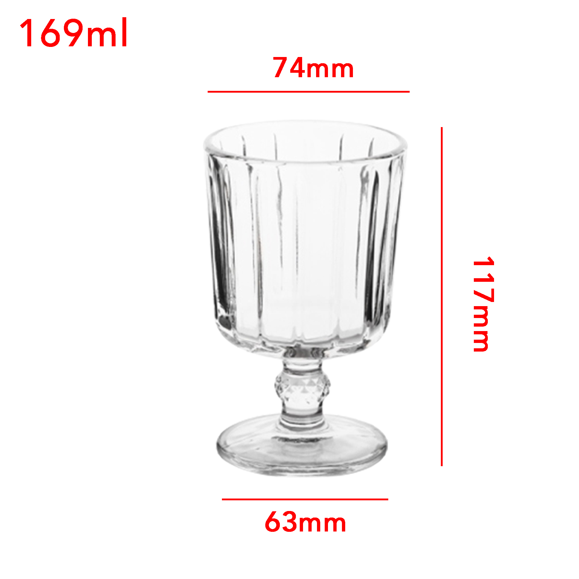 6-Piece Ribbed Vintage Wine Glass Set