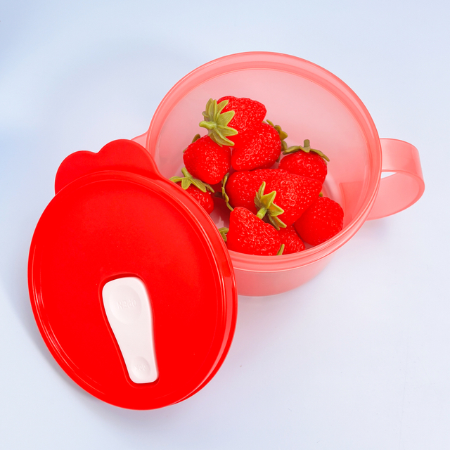 Red Plastic Food Storage Container with Handle And Lid