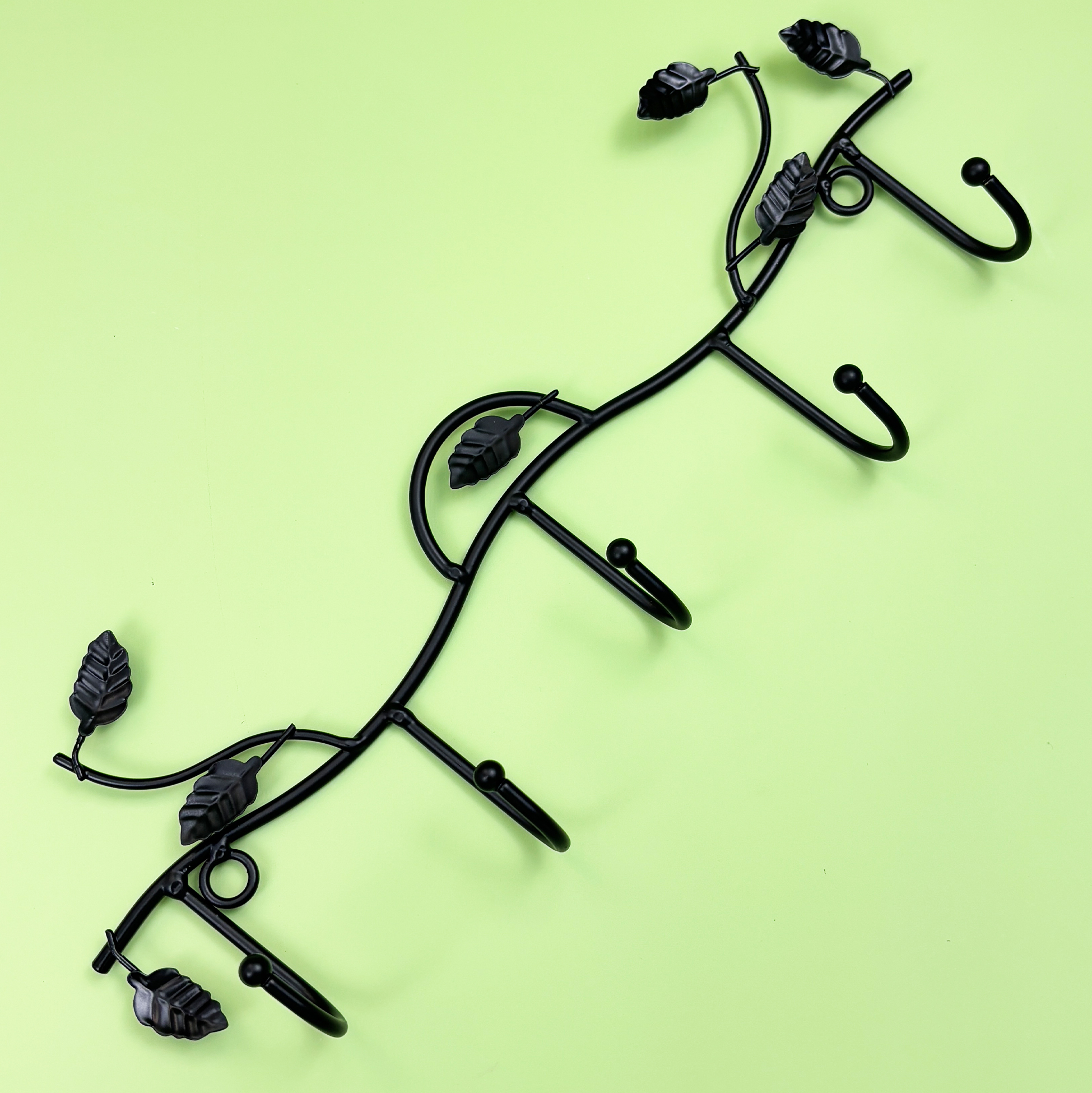 Floral Metal Wall Hook Rack