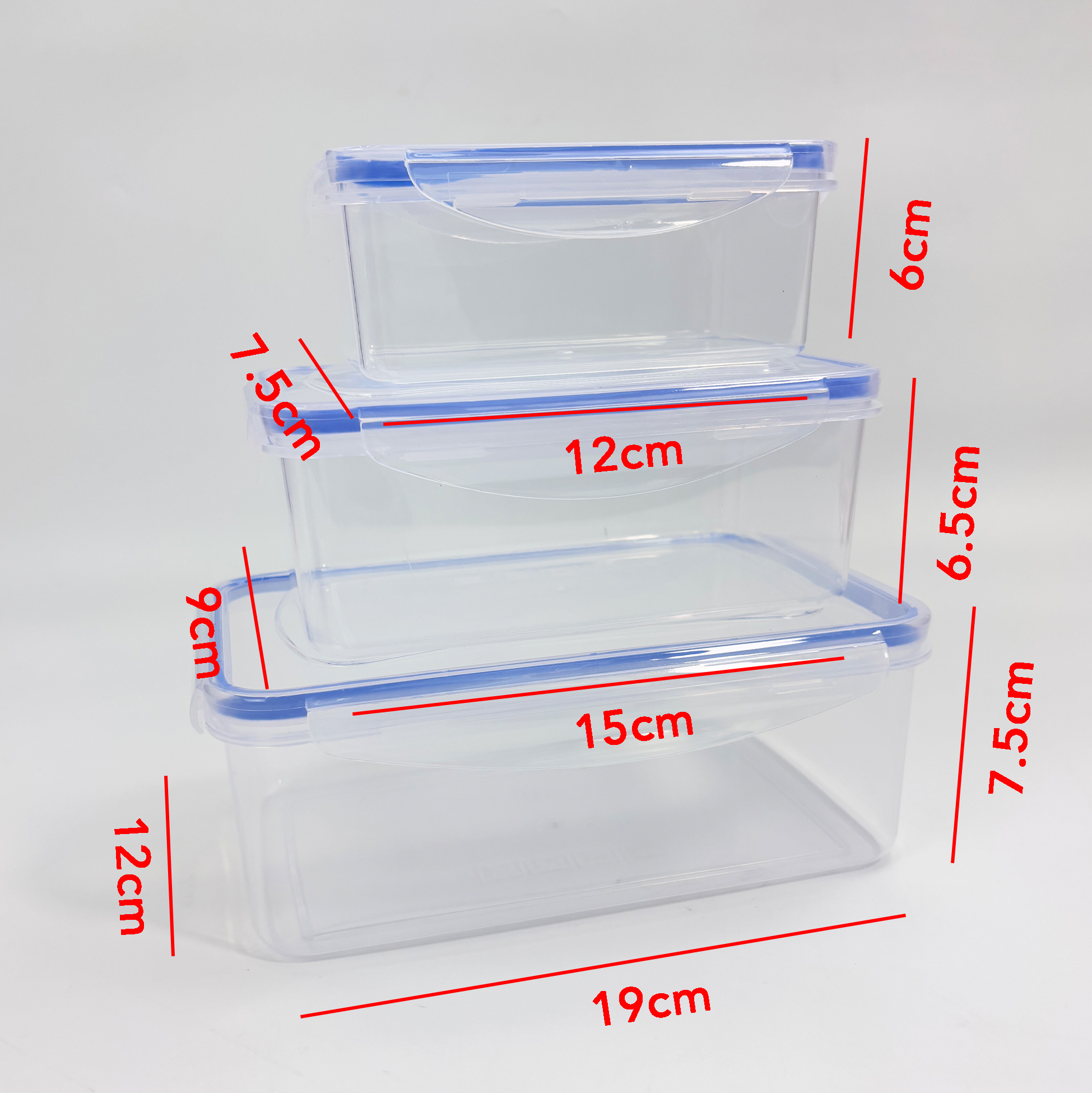 Rectangular Plastic Food Container Set of 3