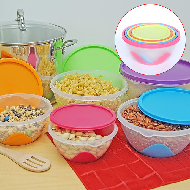 5-Piece Plastic Food Storage Containers with Lids