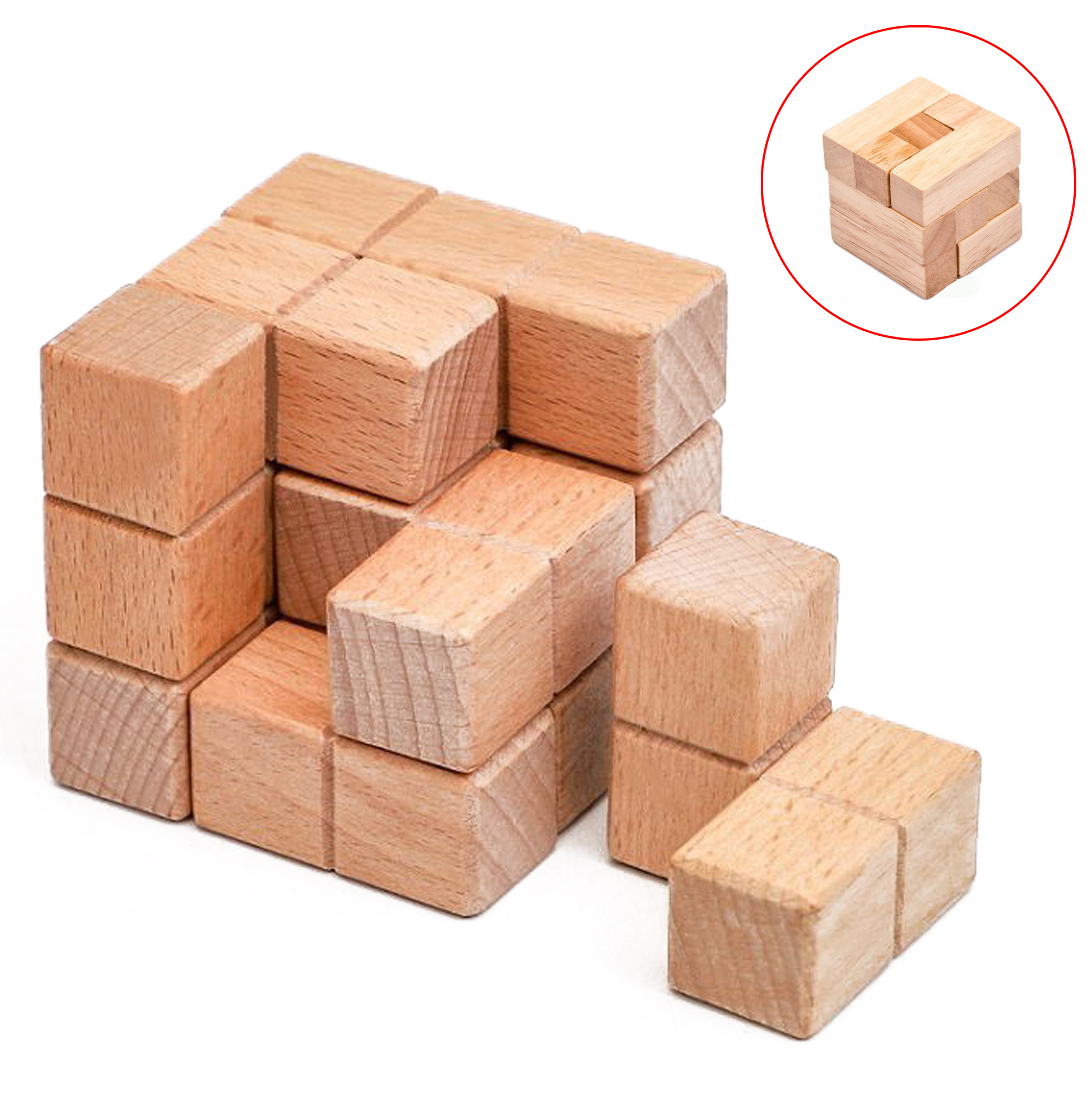 Wooden Cube Puzzle Set