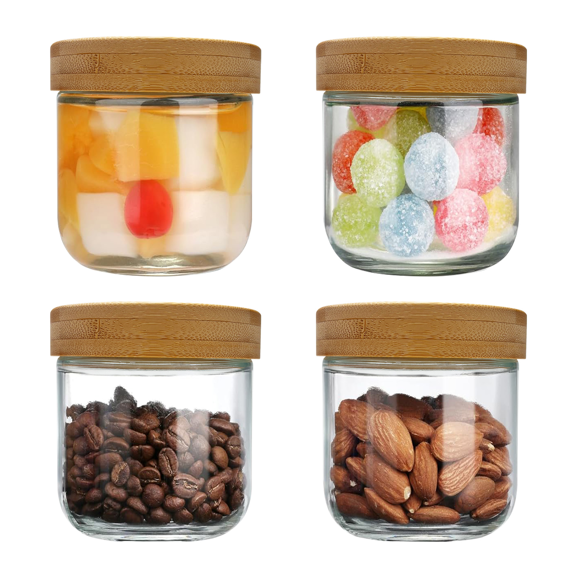 4-piece Glass Storage Jars with Bamboo Lids