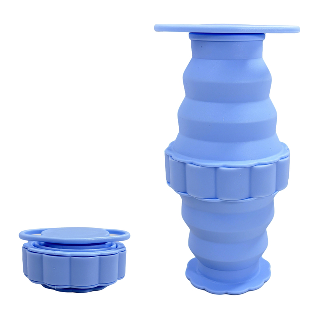Blue Silicone Collapsible Water Bottle