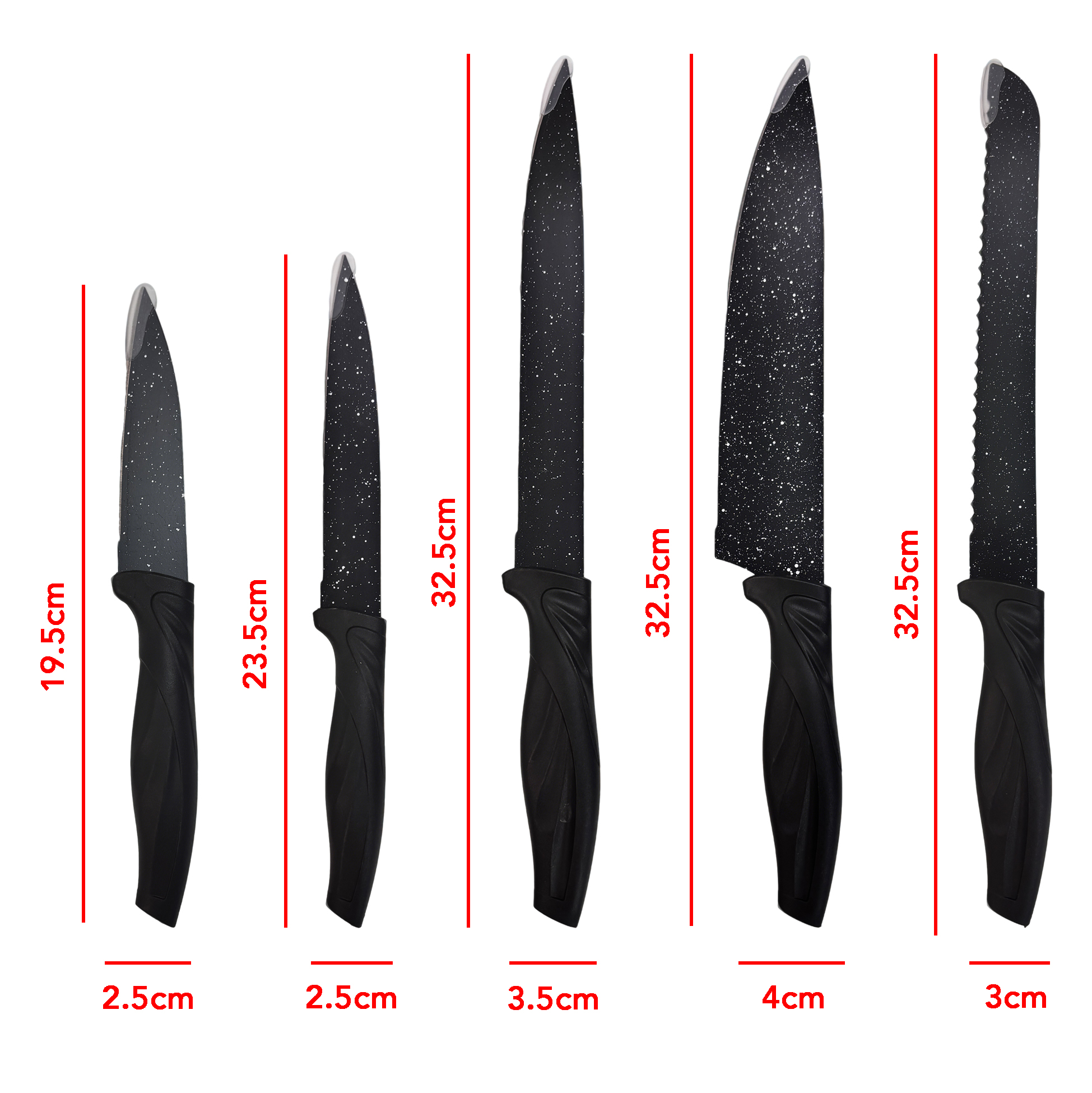 5-piece Black Kitchen Knife Set