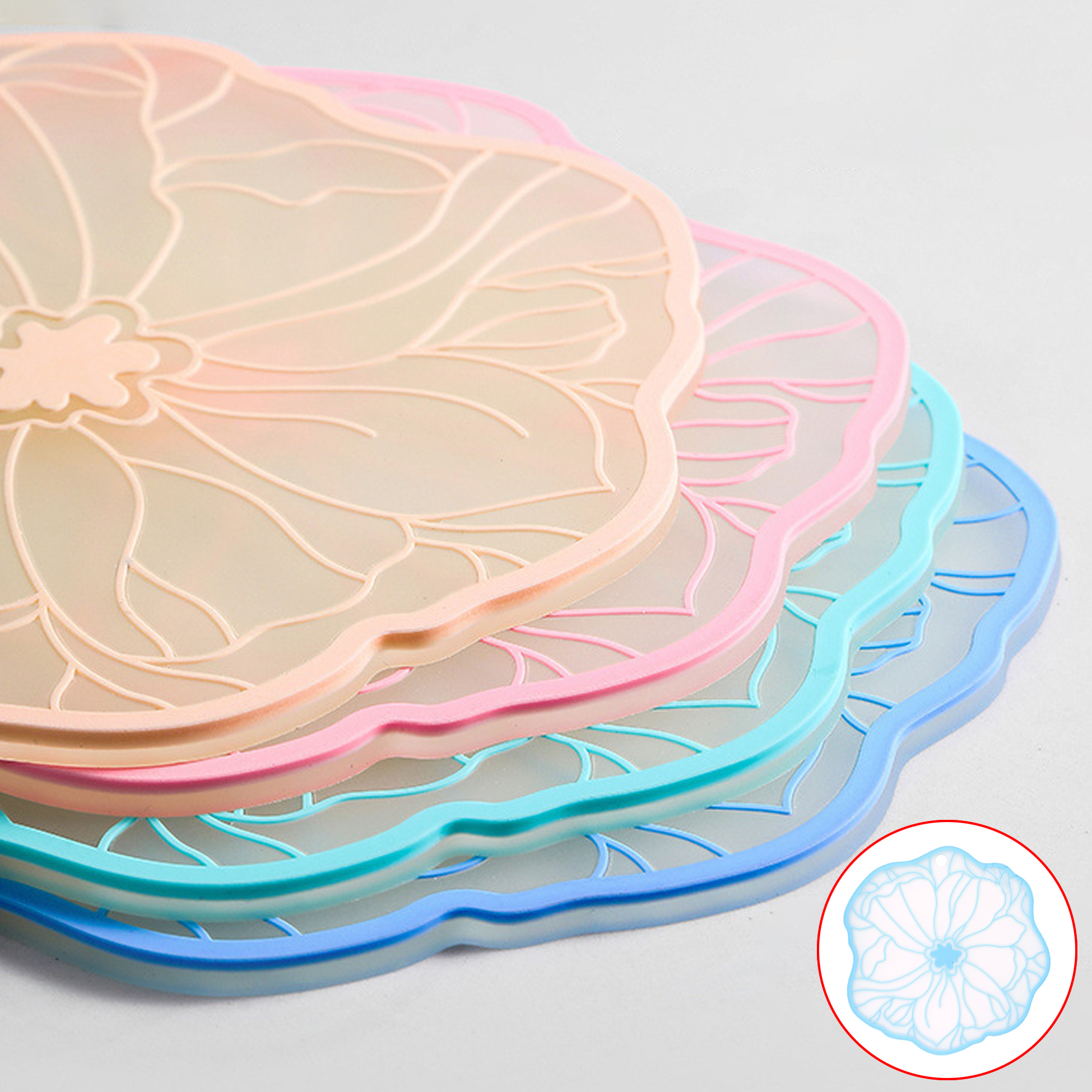 Set of 3 Silicone Coasters Heat-Resistant Non-Slip Placemats Anti-Scald Table Mats