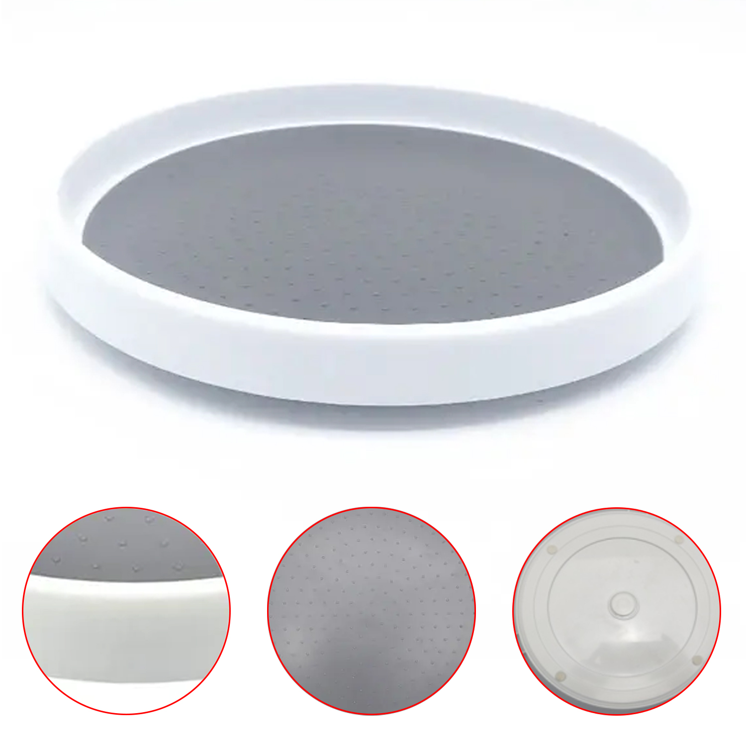Thickening 360 Rotation Non-Skid Spice Rack Pantry Cabinet Turntable with Wide Base Storage Tray Rotating Organizer for Kitchen Seasoning