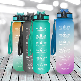 1 Liter Sports Water Bottle with Straw Outdoor Travel Portable Clear 32oz Plastic Water Bottle