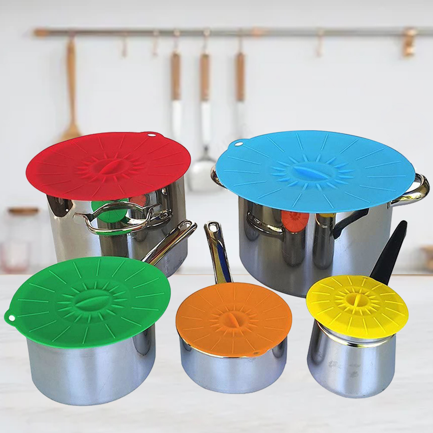 5PCS Bowl Cover Keep Fresh Cover Lid Universal Silicone Suction Lid Vacuum Microwave Bowl Cover Cooking Pot Pan Lid Cover