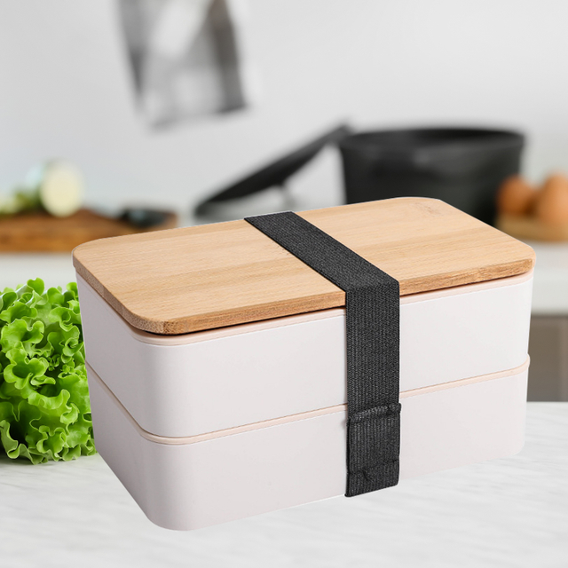 Microwave Double Layer Lunch Box Built-in Tableware Japanese Style Leak-proof Lunch Boxes Lunch Containers