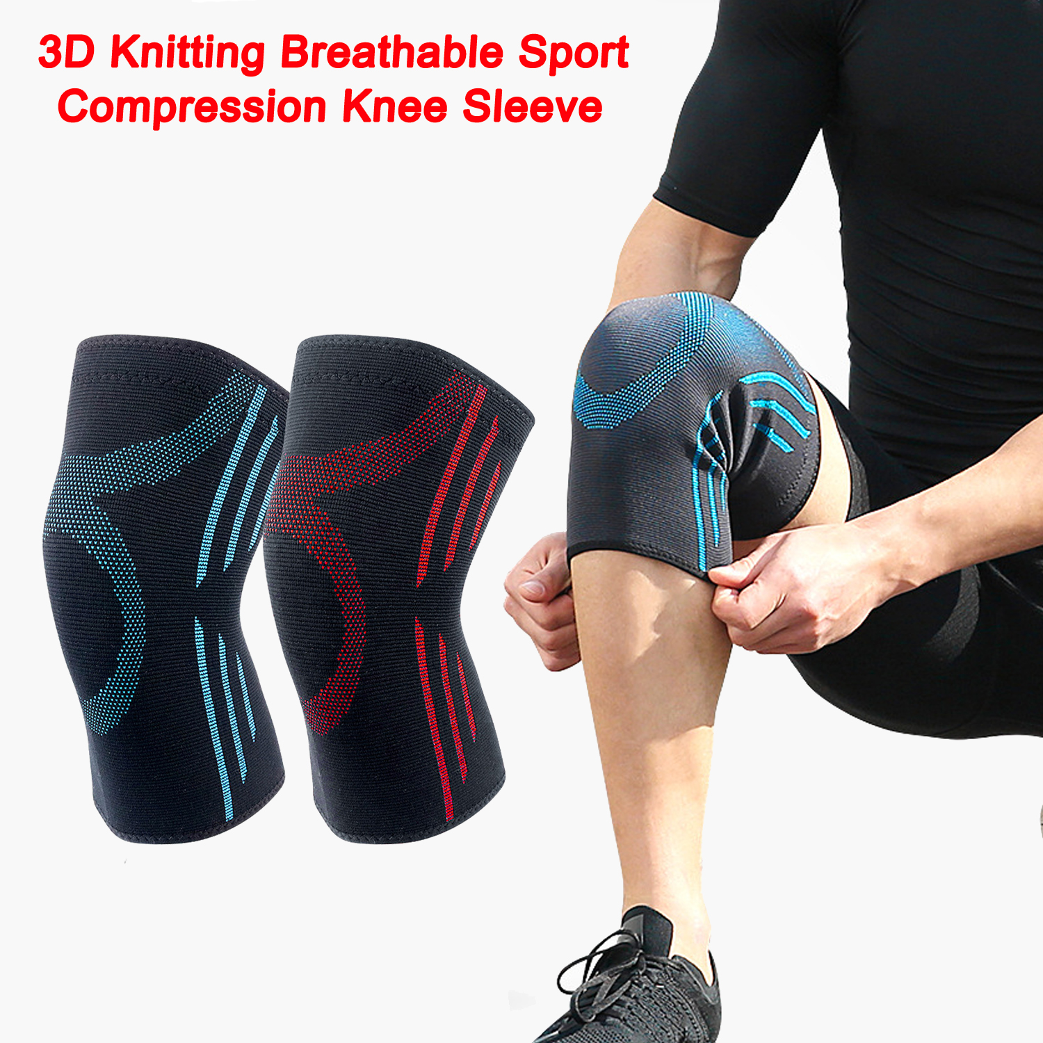 3D Knitting Breathable Sport Compression Knee Sleeve