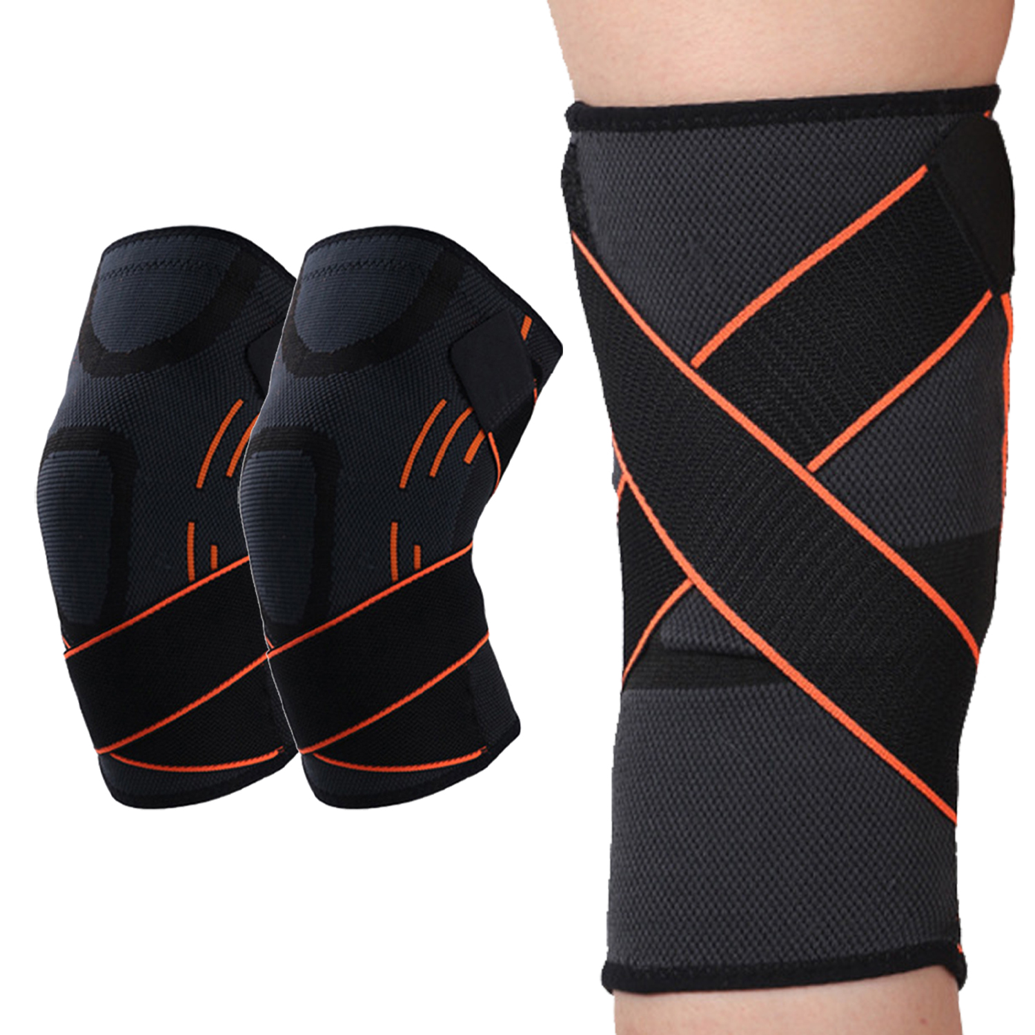 Knee Brace for Men & Women Outdoor Sports 3D Weaving Compression Knee Support with Adjustable Strap
