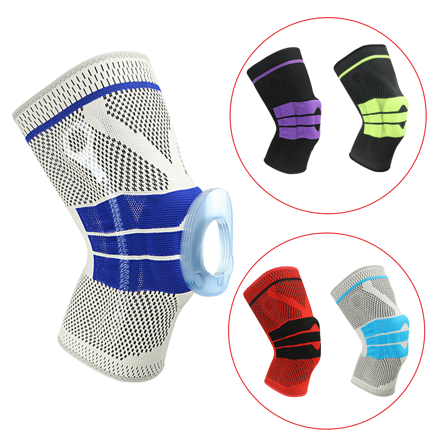 Sports Knee Pads Silicone Knitted Elastic Support Knee Pads Shin Pads Basketball Fitness Patella Knee Pads
