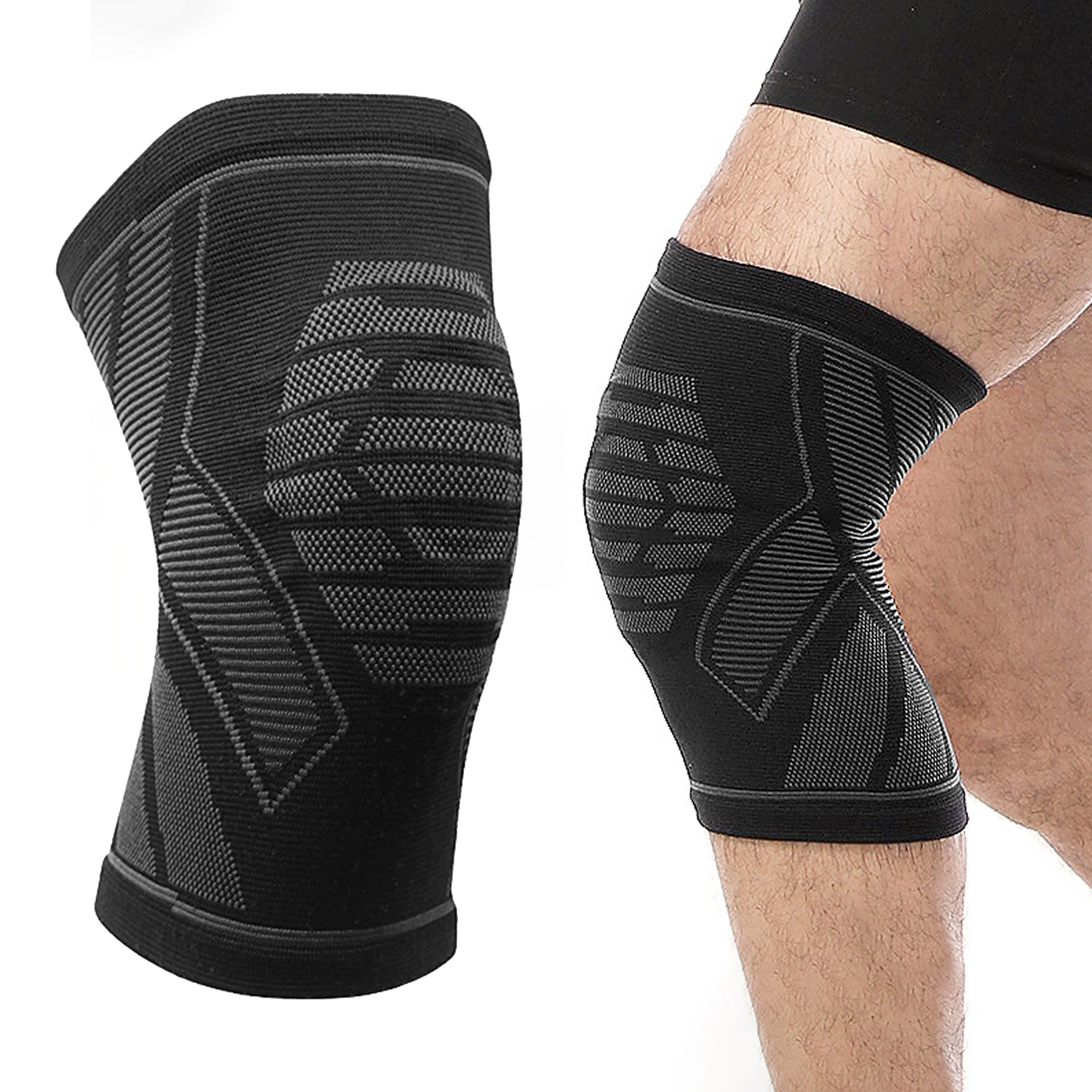 Running Fitness Elastic Knee Sleeves Knee Pad Knitted Knee Pads Warm Basketball Sports Men's Professional Knee Sheath Breathable Thin Knee Pad
