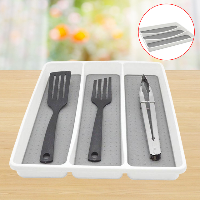 3 Compartment Kitchen MultiPurpose Storage Silverware Drawer Organizer Cutlery Tray for Kitchen Compartment Utensil Organizer