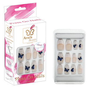24-Piece Glue-On Fake Nails Set with Elegant Gift Box