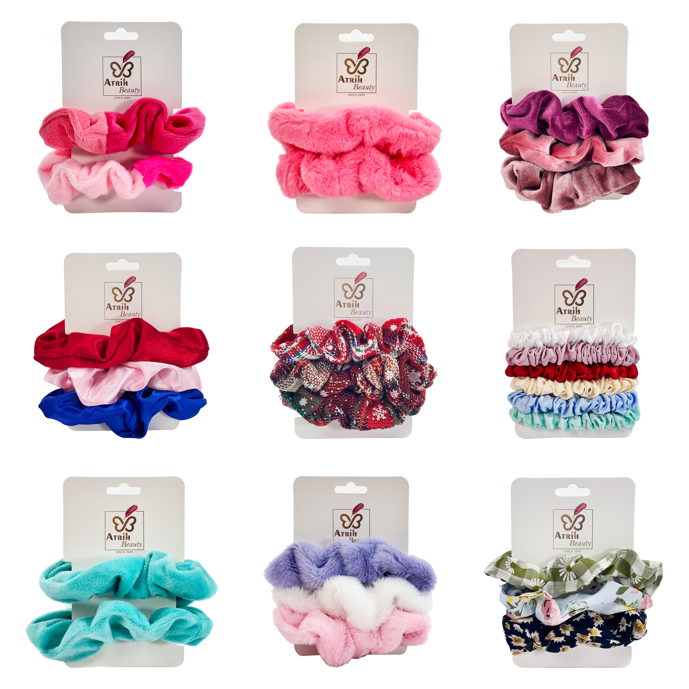 3-Piece Assorted Pattern Hairbands Set with Elegant Card Packaging