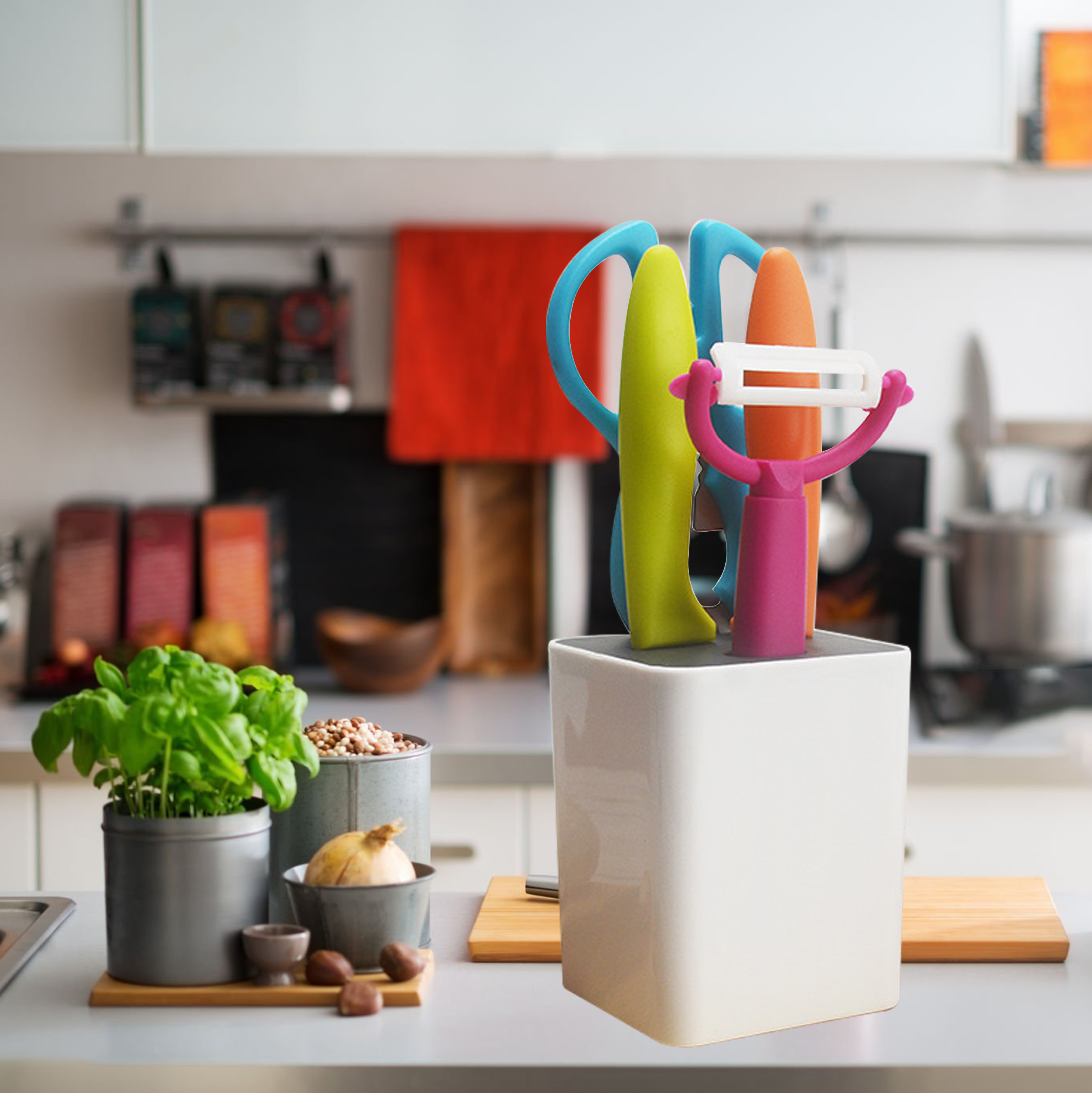 5-Piece Kitchen Tool Set With Storage Base