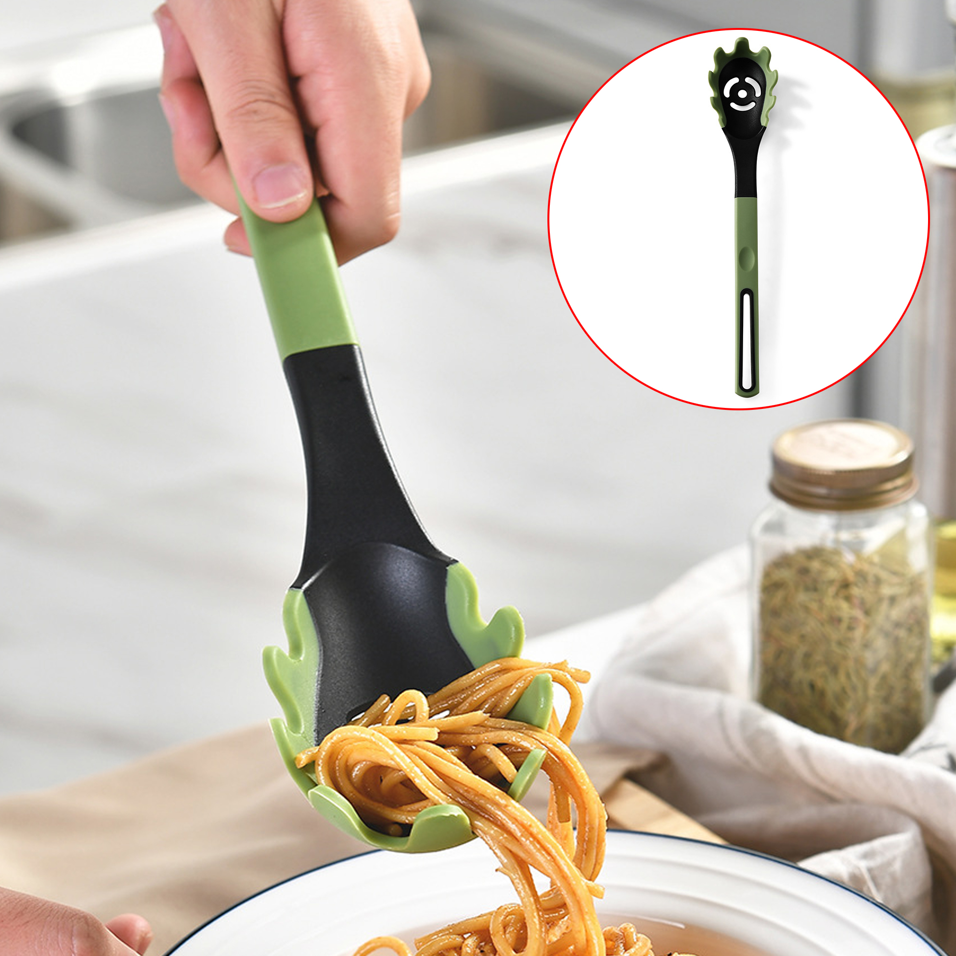 Heat-resistant Kitchen Pasta Server Non-stick Silicone Pasta Server