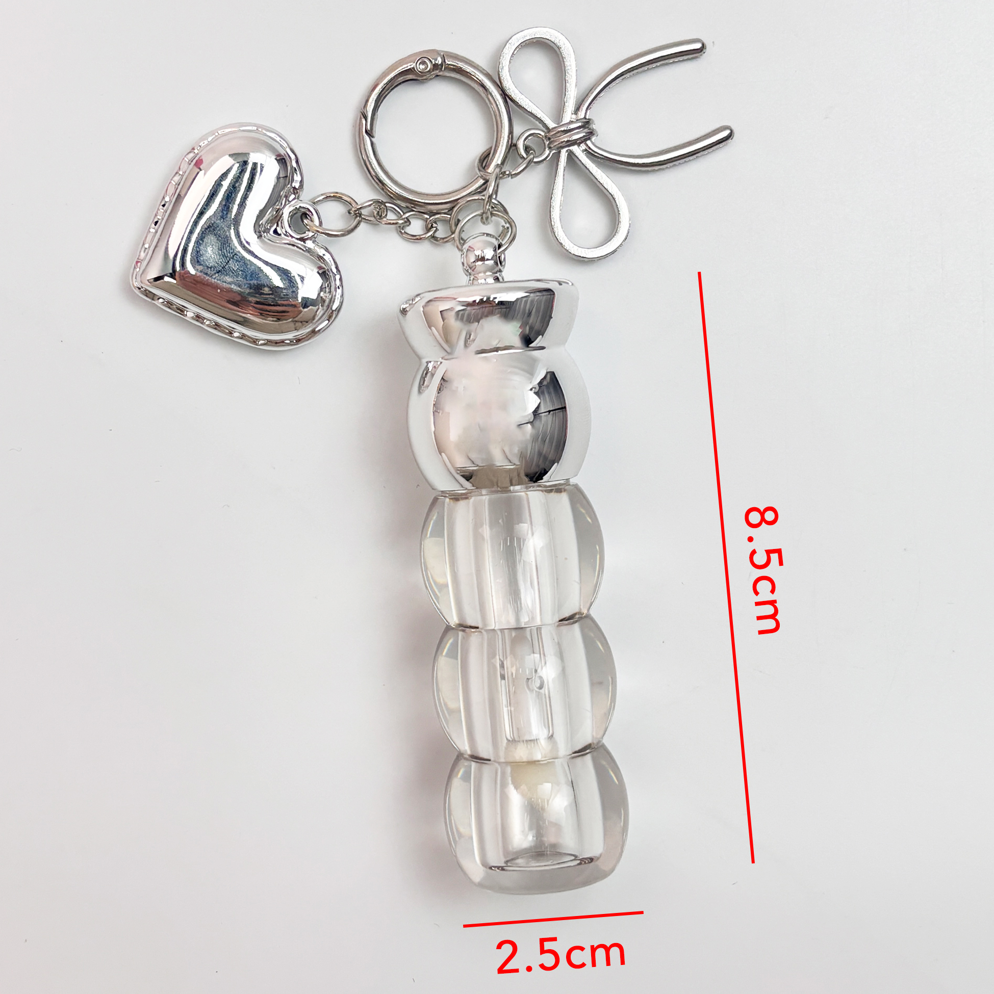 Heart-bow Charm Lip Gloss Keychain Portable Refillable Lip Gloss Dispenser