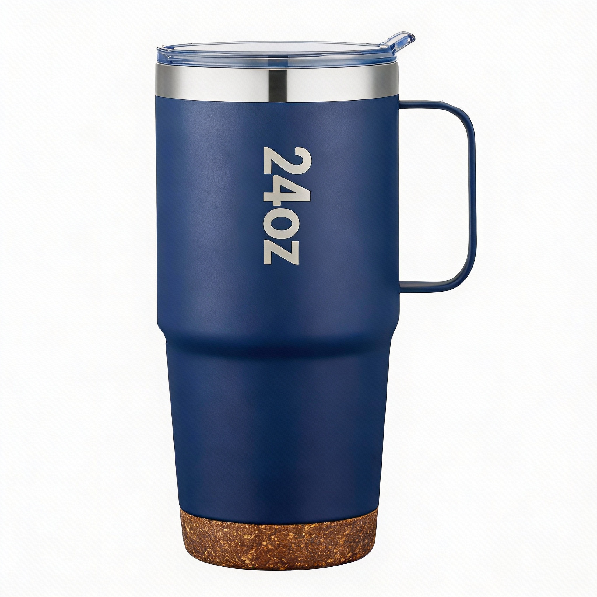 24oz Navy Insulated Tumbler with Handle & Cork Base