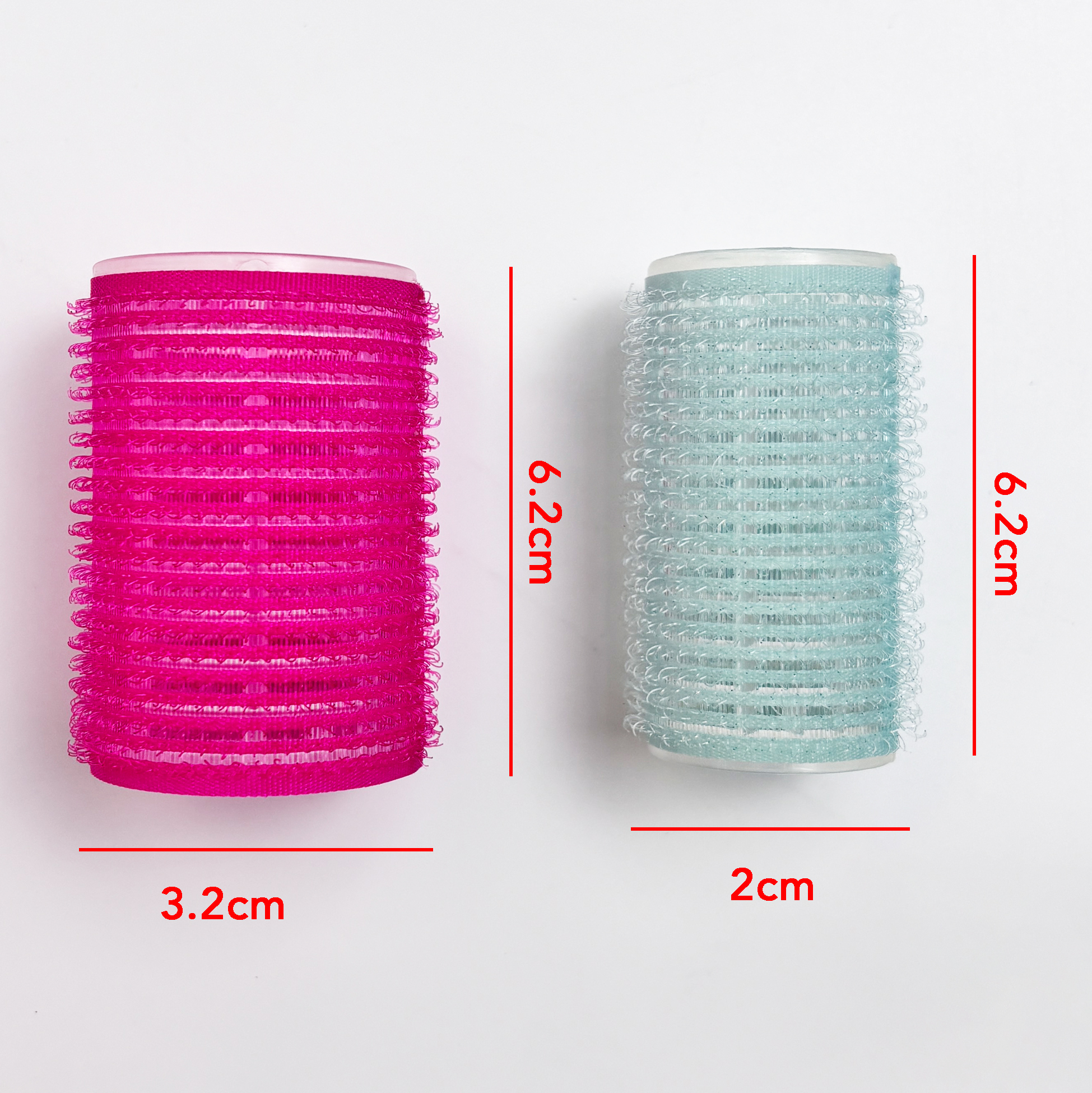 Set of 4 Dual-size Pink & Mint Hair Rollers Self-grip Mesh Hair Curlers
