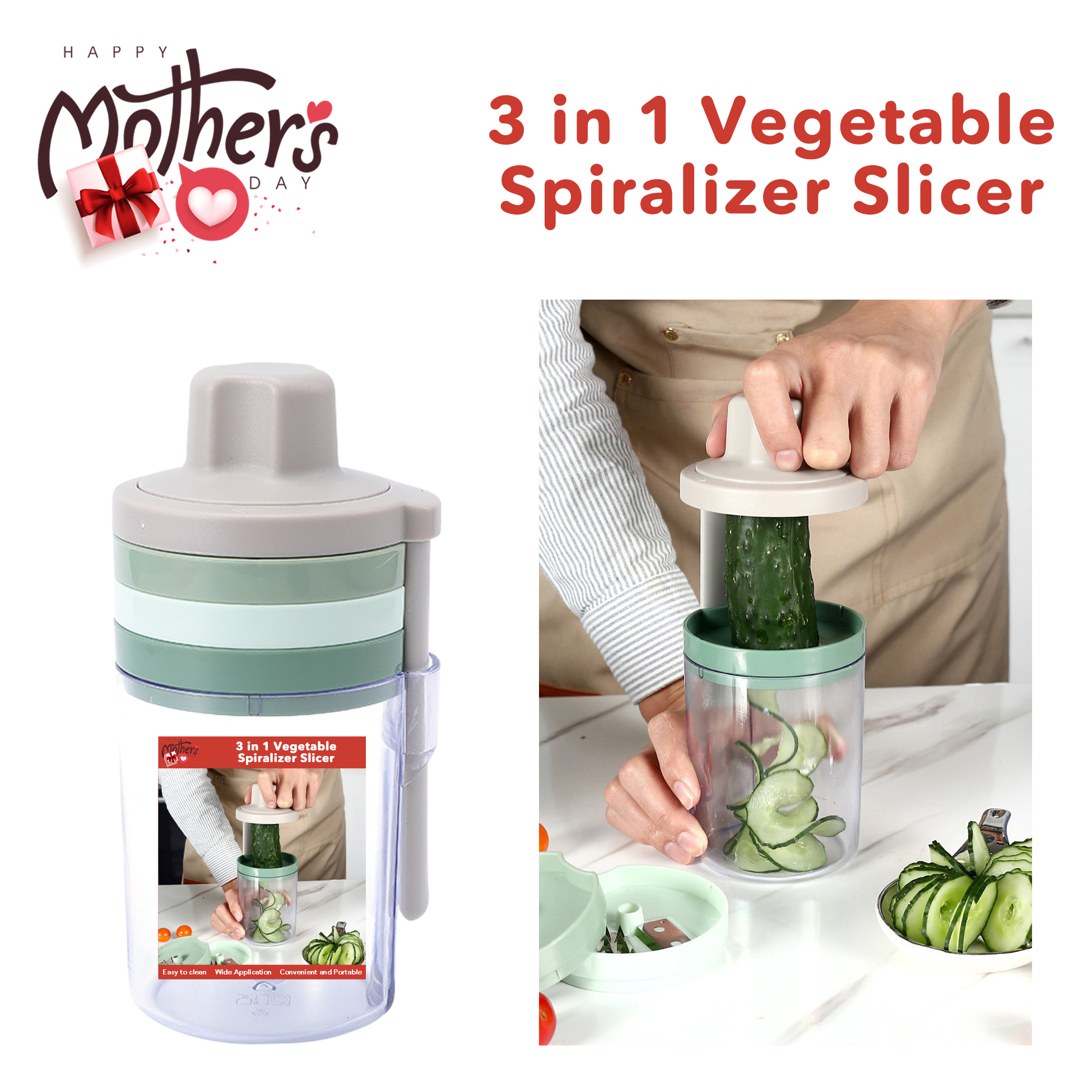 Mother's Day 3-in-1 Vegetable Spiralizer Slicer