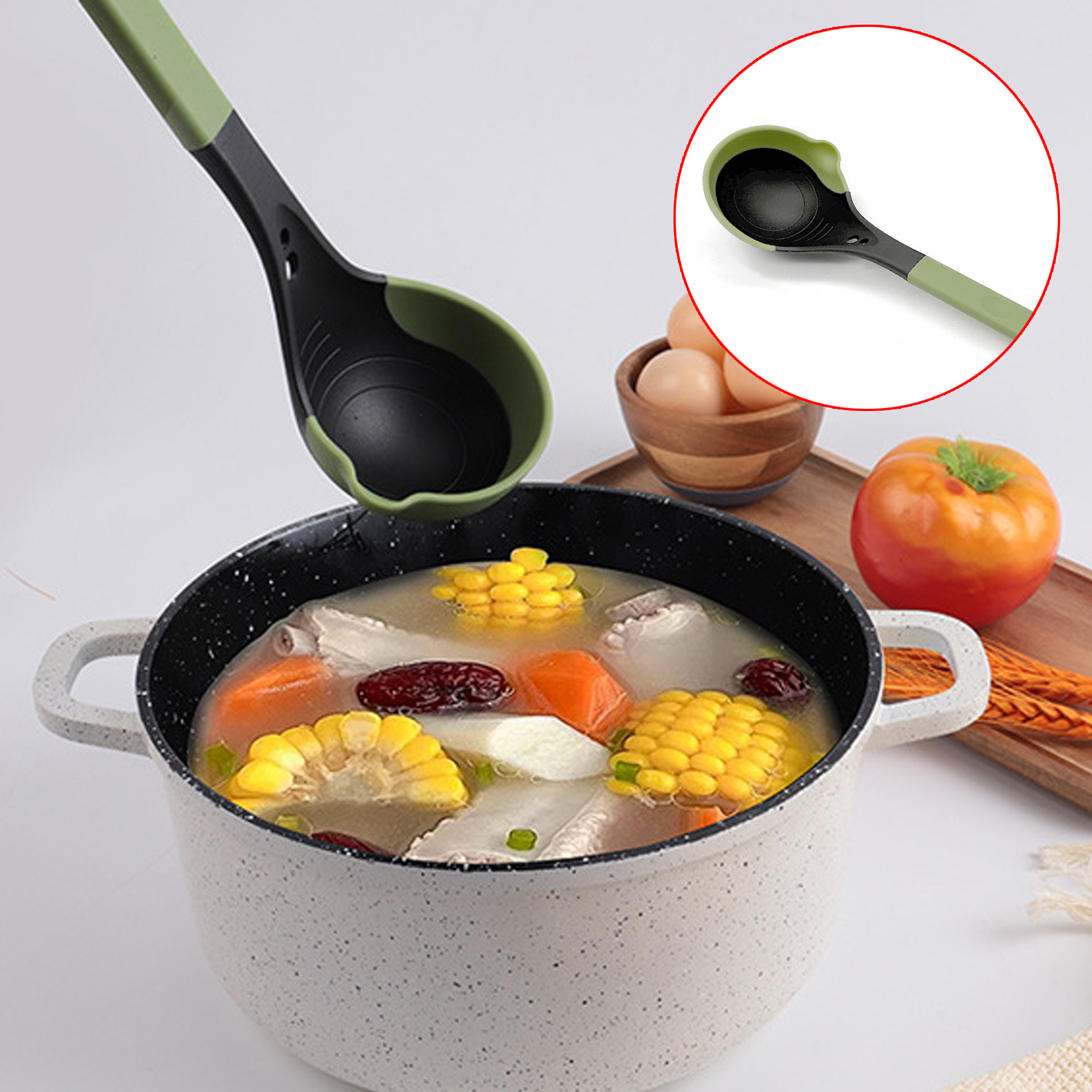 Heat-resistant Kitchen Soup Spoon Non-stick Silicone Soup Spoon