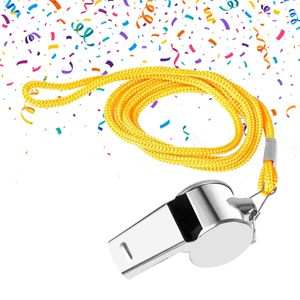 Stainless Steel Whistle with Yellow Lanyard