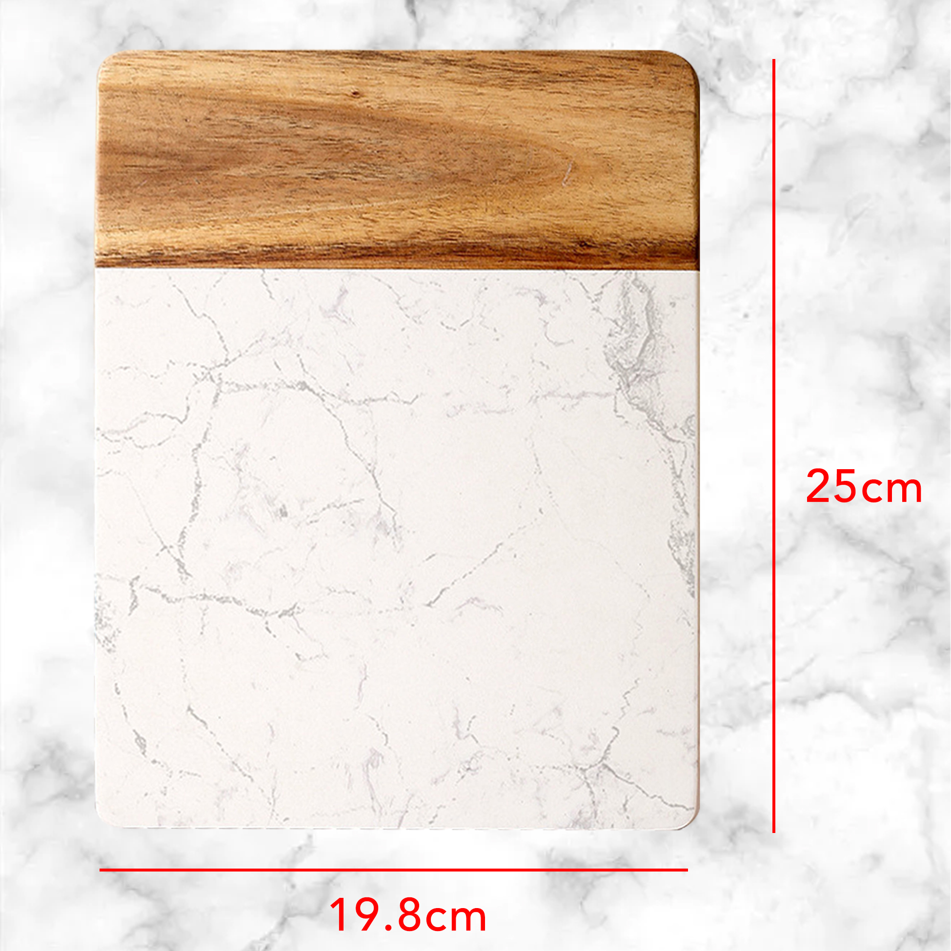 Marble & Wood Rectangular Cutting Board