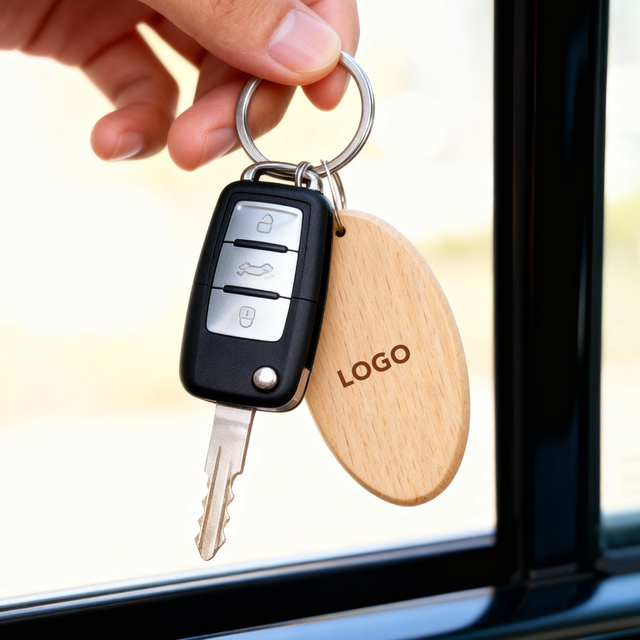 Wooden Oval Keychain Custom Logo Wooden Keychain