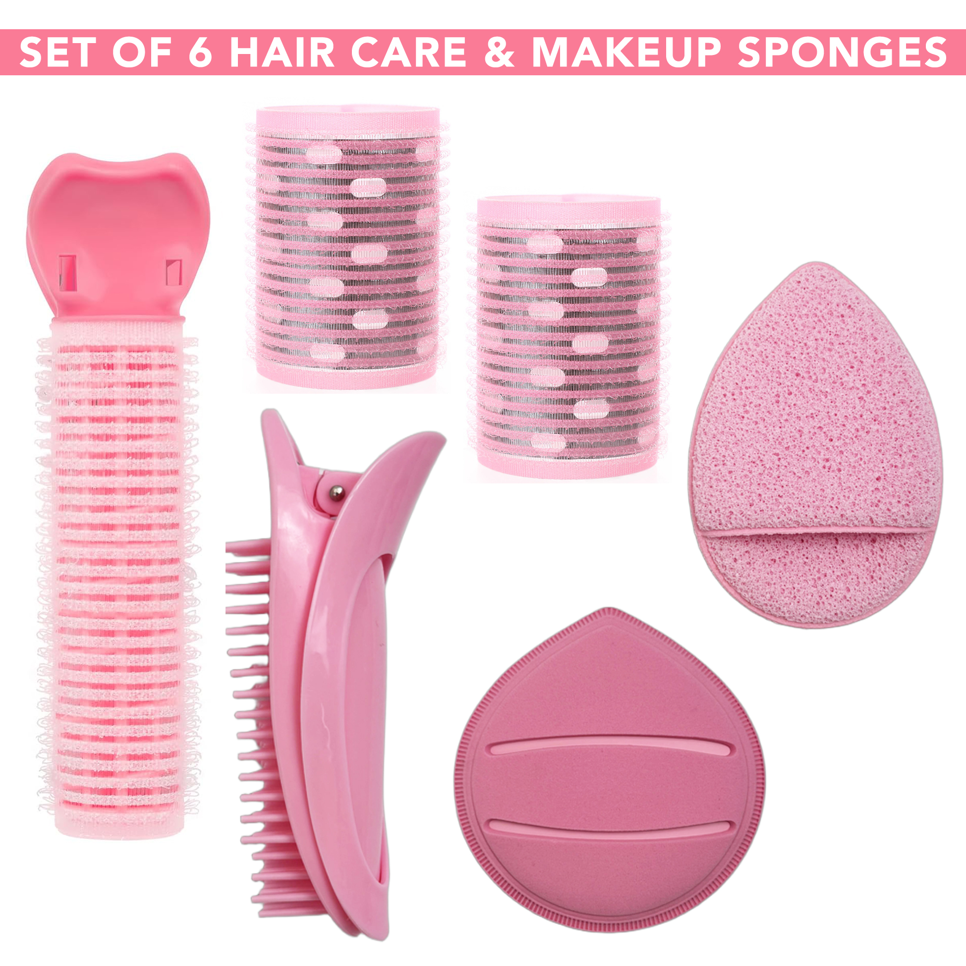 Set of 6 Hair Care & Makeup Sponges