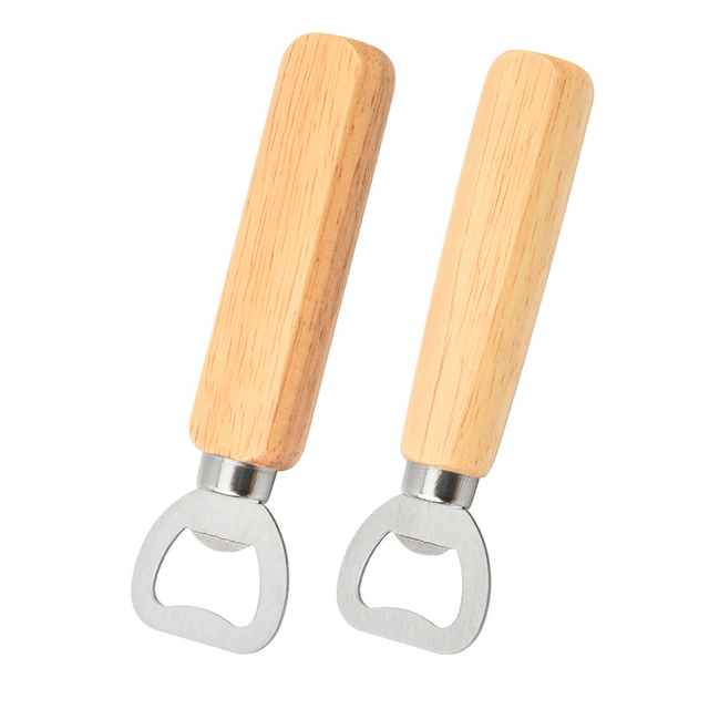 Bamboo Handle Bottle Opener Stainless Steel Beer Opener