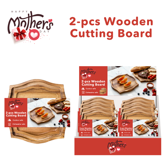 2-piece Wooden Decorative Serving Tray Set