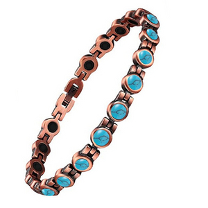 KAMALOOK Copper-tone Turquoise Magnetic Bracelet