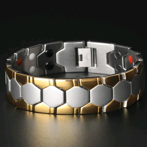 KAMALOOK Two-tone (gold-silver) Hexagonal Magnetic Bracelet