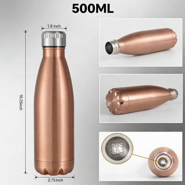 500ml 304 Stainless Steel Water Bottle Multi-color Vacuum Insulated Flask