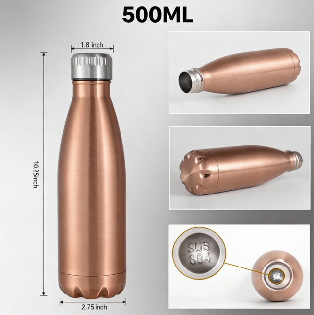 500ml 304 Stainless Steel Water Bottle Multi-color Vacuum Insulated Flask