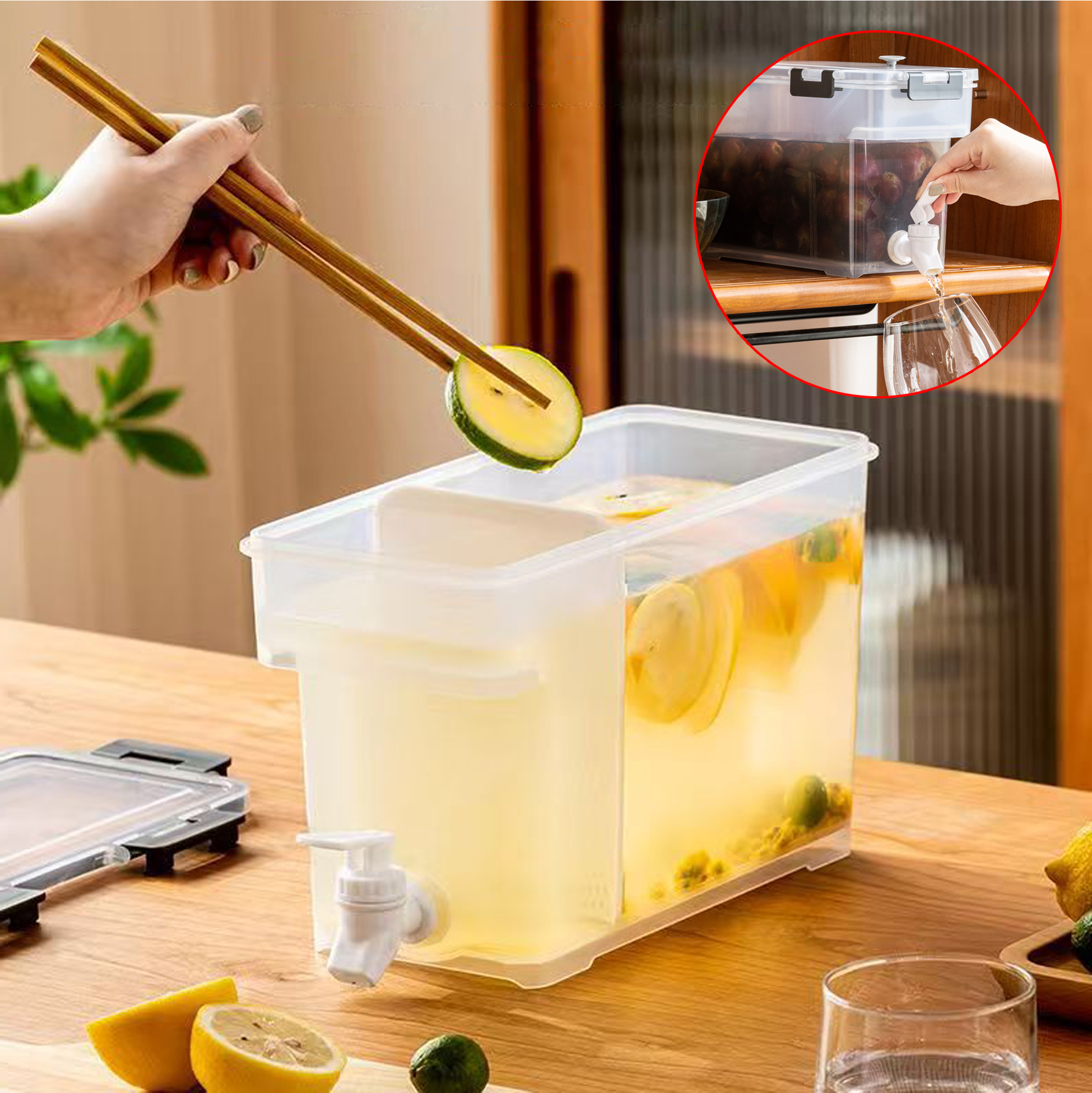 Refrigerator Juice Water Pitcher with Spigot Airtight Fridge Juice Storage Container