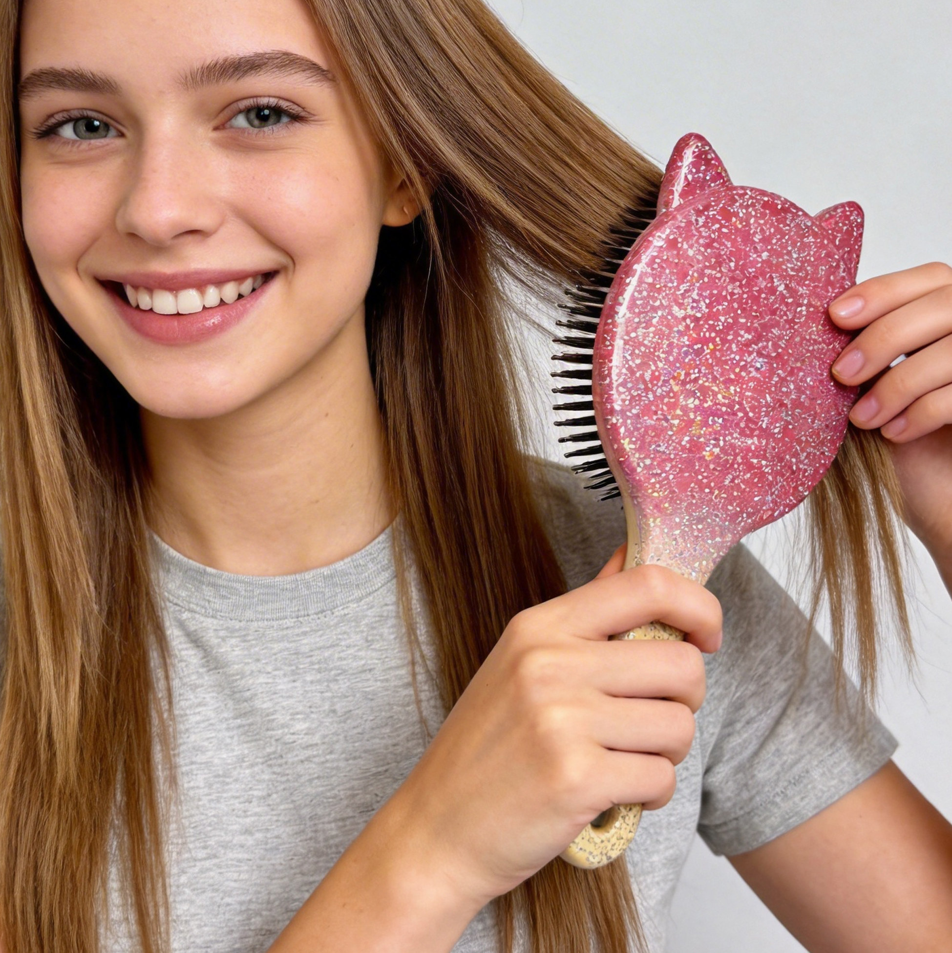 Glitter Gradient Cat Ear Hair Brush